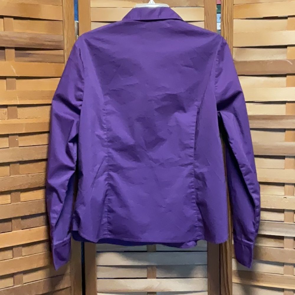George Purple Button Down Shirt Women XXL 20 Cotton Blouse Polyester - Picture 2 of 7